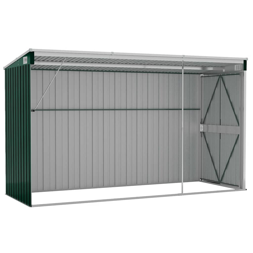 Capanno Giardino a Parete Verde 118x288x178 cm Acciaio Zincato