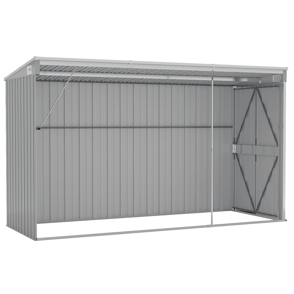 Capanno Giardino a Parete Grigio 118x288x178 cm Acciaio Zincato