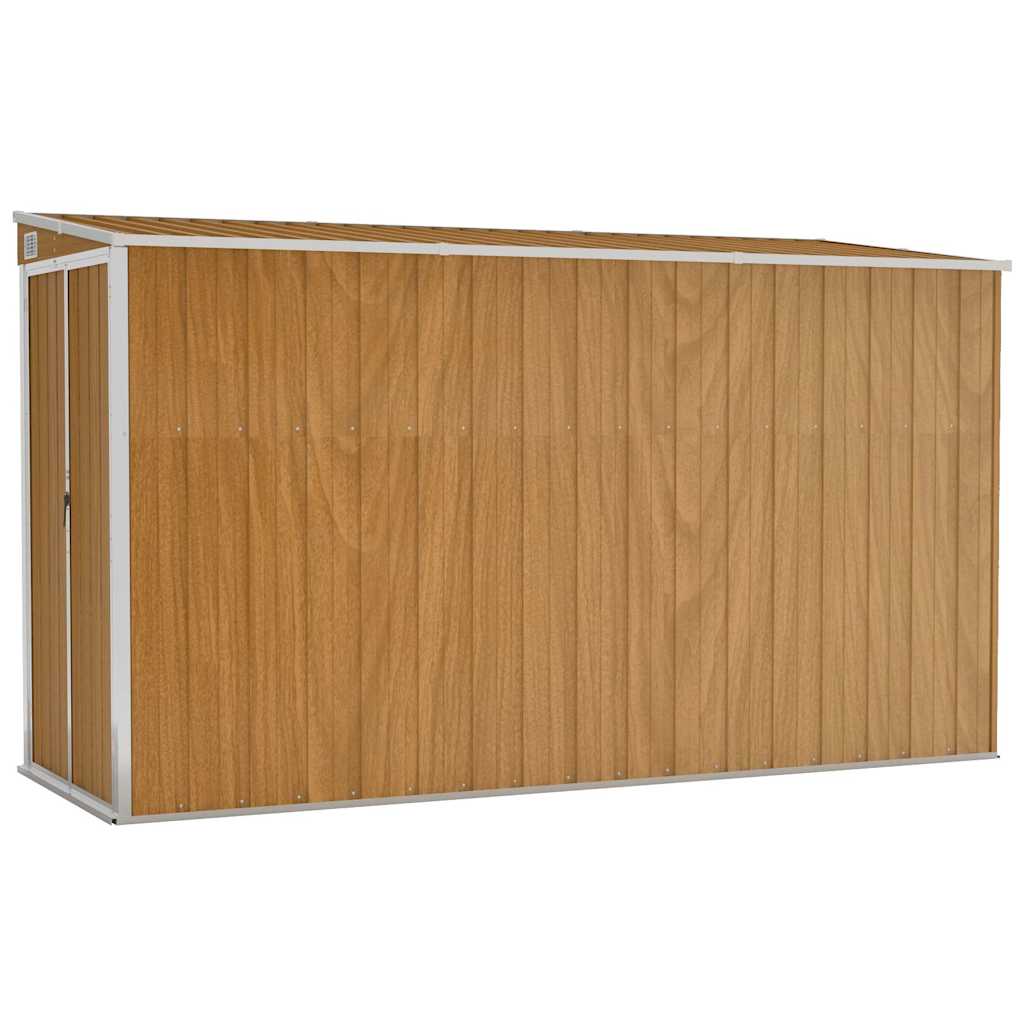 Casetta da giardino a muro marrone 118x288x178 cm in acciaio zincato