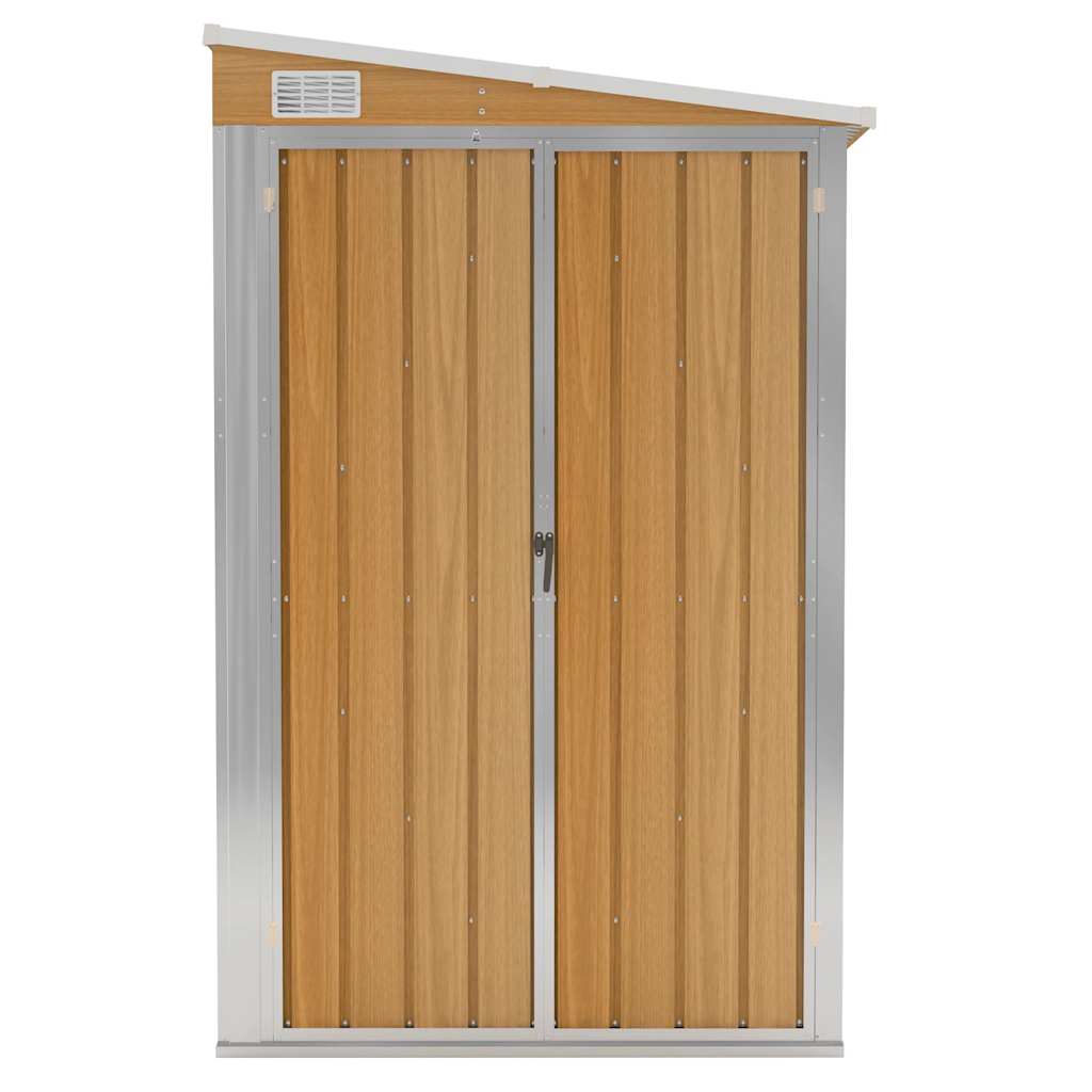 Casetta da giardino a muro marrone 118x288x178 cm in acciaio zincato