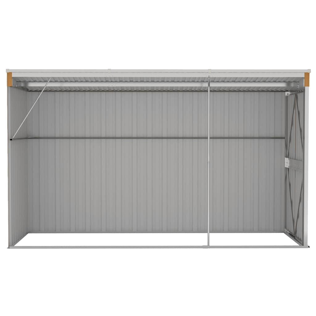 Casetta da giardino a muro marrone 118x288x178 cm in acciaio zincato
