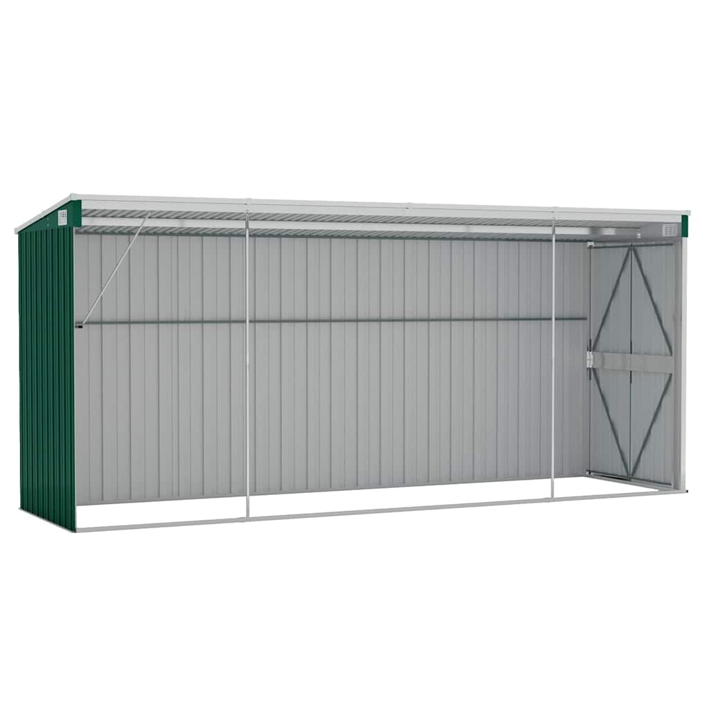 Capanno Giardino a Parete Verde 118x382x178 cm Acciaio Zincato