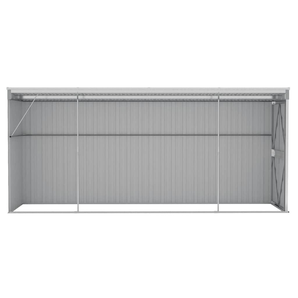 Capanno Giardino a Parete Grigio 118x382x178 cm Acciaio Zincato