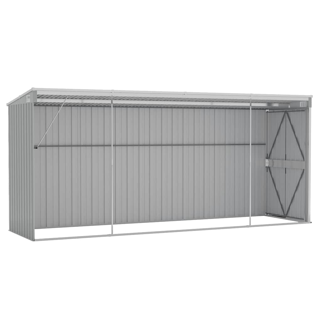 Capanno Giardino a Parete Grigio 118x382x178 cm Acciaio Zincato