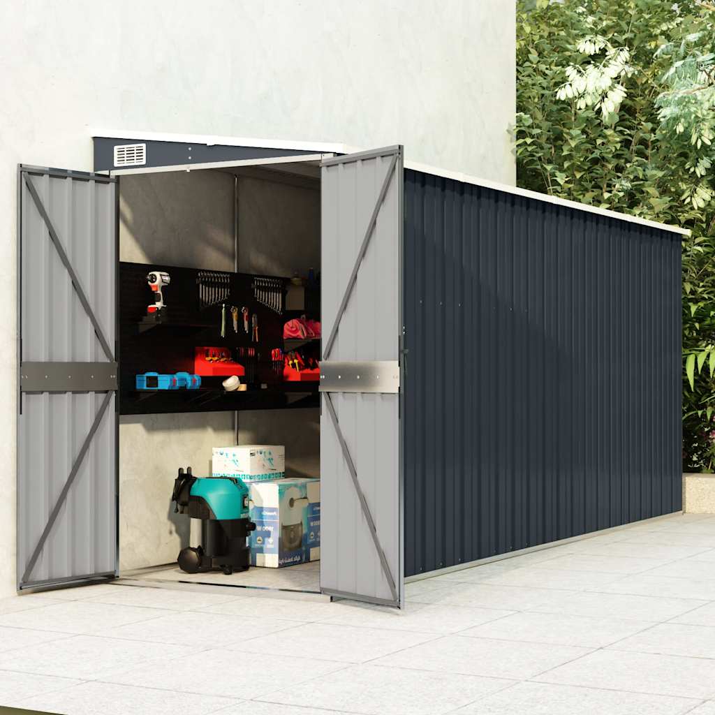 Capanno da Giardino a Parete Antracite 118x382x178 cm Acciaio
