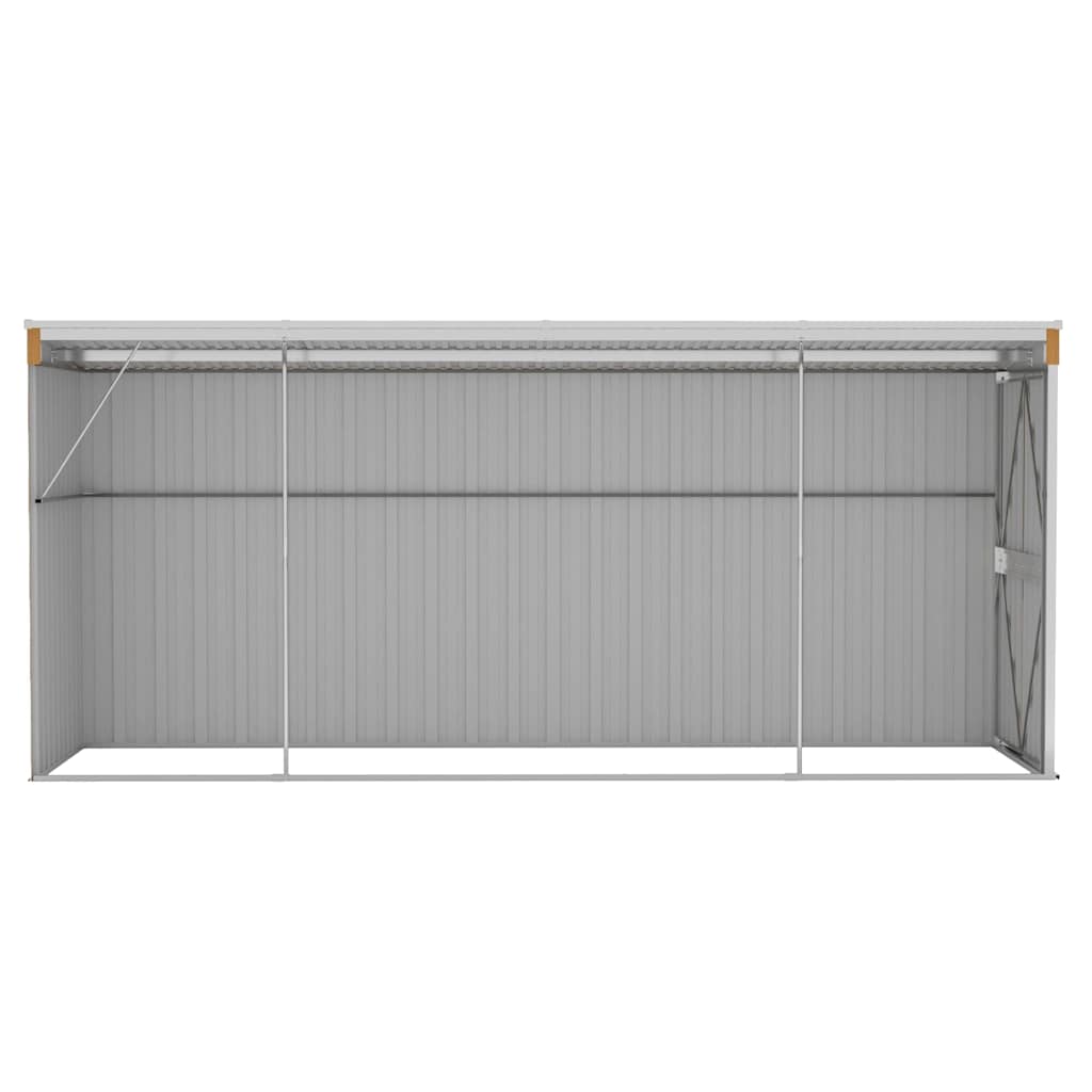Casetta da giardino a muro marrone 118x382x178 cm in acciaio zincato