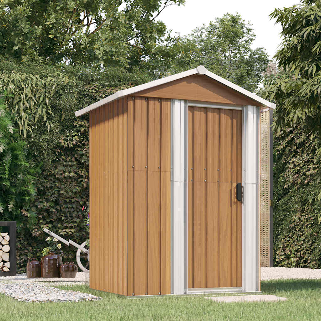 Casetta da giardino marrone 126x97,5x177 cm in acciaio zincato