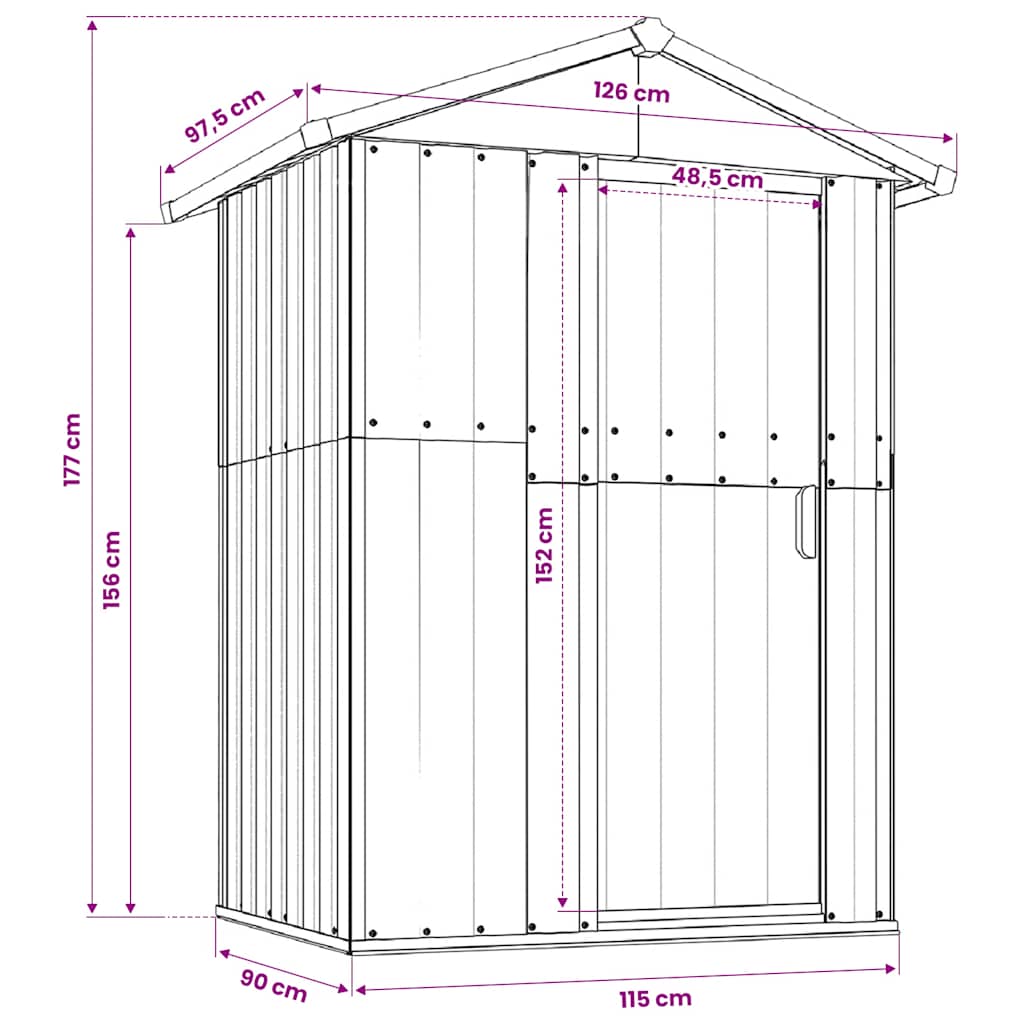 Casetta da giardino marrone 126x97,5x177 cm in acciaio zincato
