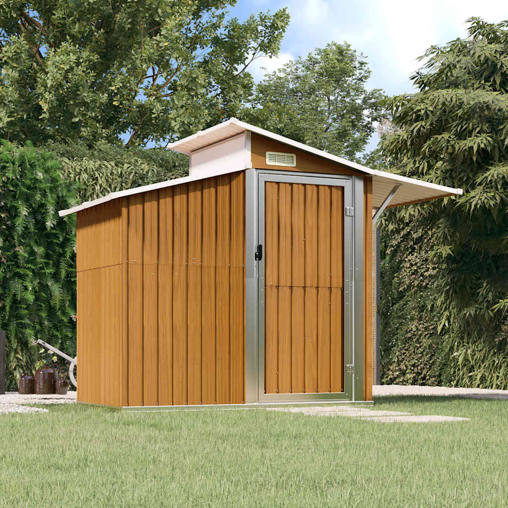 Capanno da Giardino Marrone 270x130x208,5 cm Acciaio Zincato
