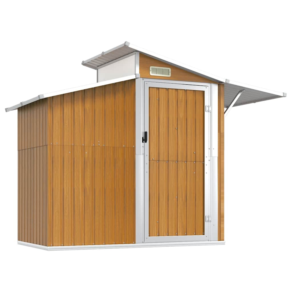 Capanno da Giardino Marrone 270x130x208,5 cm Acciaio Zincato