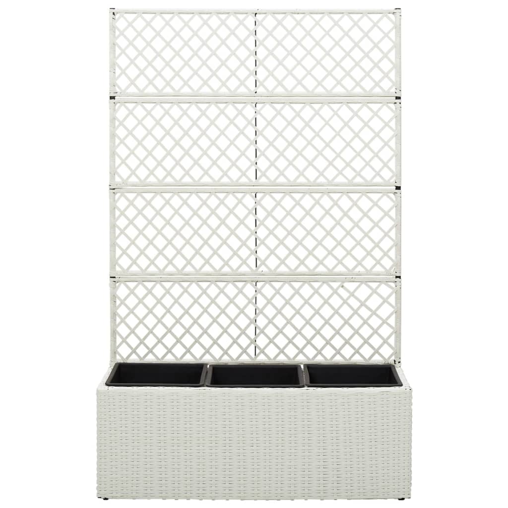 Letto Rialzato a Traliccio 3 Vasi 83x30x130cm Polyrattan Bianco