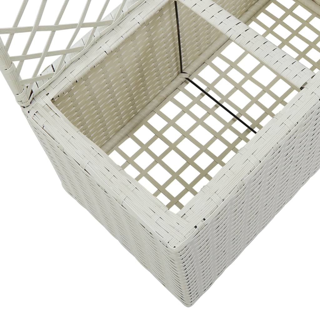 Letto Rialzato a Traliccio 3 Vasi 83x30x130cm Polyrattan Bianco