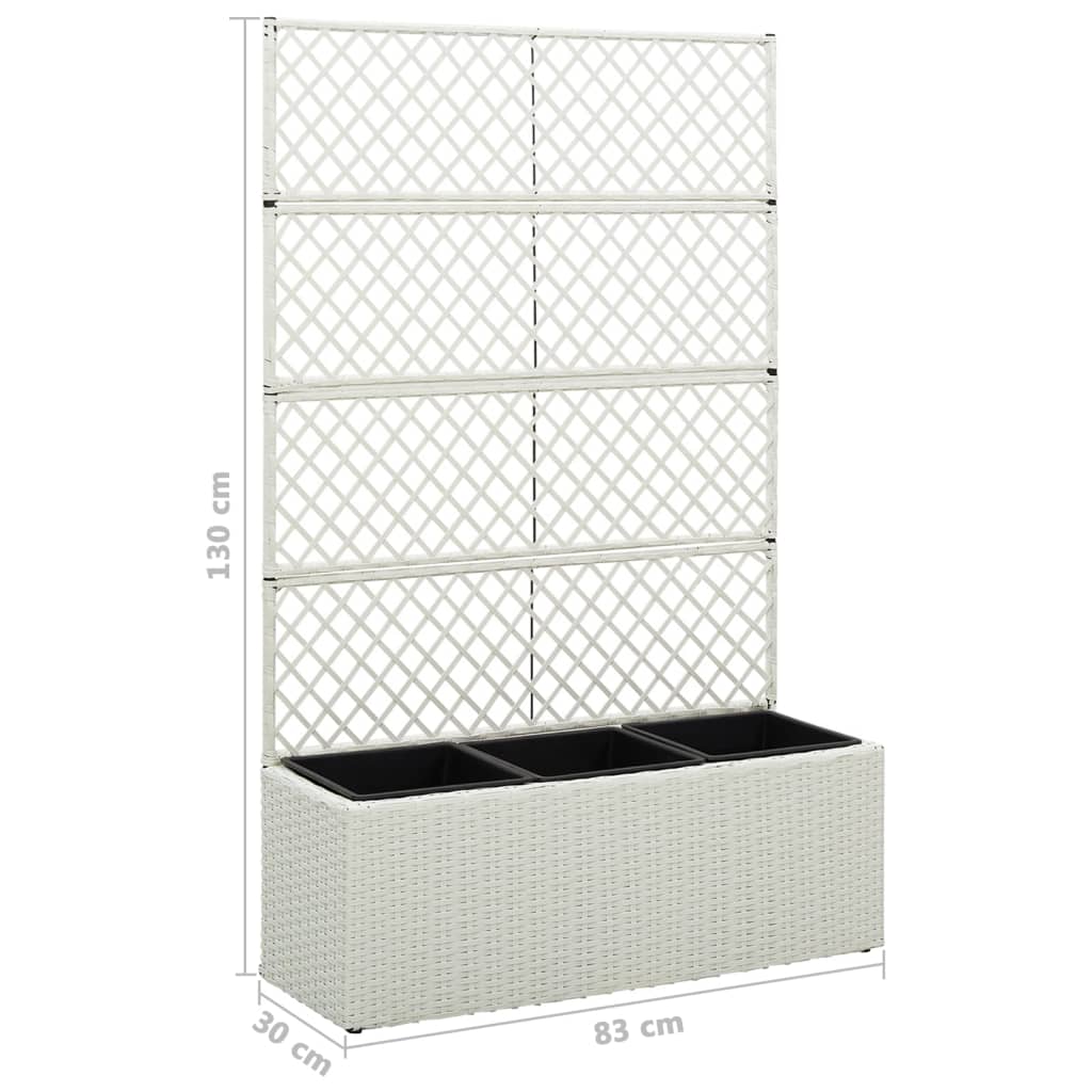 Letto Rialzato a Traliccio 3 Vasi 83x30x130cm Polyrattan Bianco