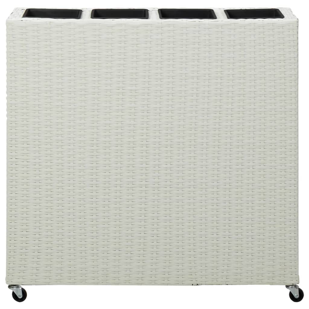 Letto Rialzato con 4 Vasi 80x22x79 cm in Polyrattan Bianco