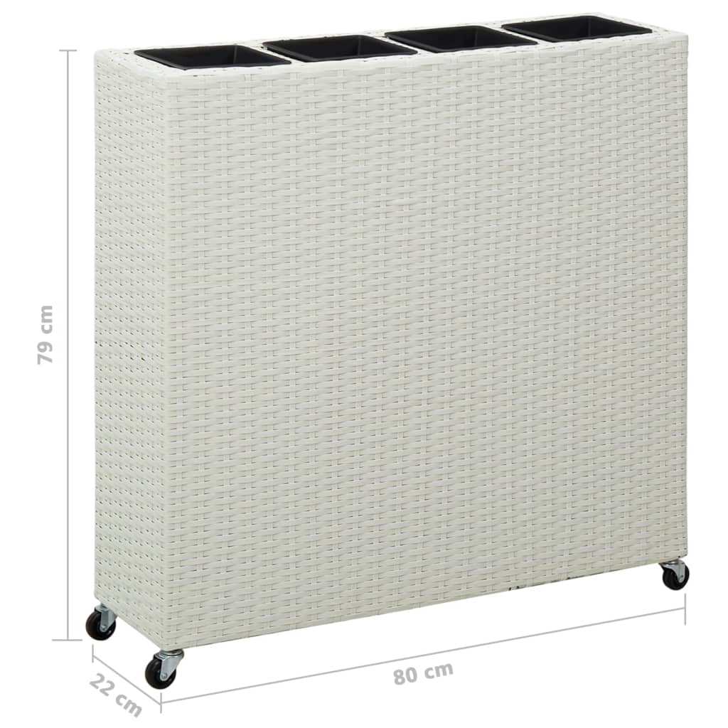 Letto Rialzato con 4 Vasi 80x22x79 cm in Polyrattan Bianco