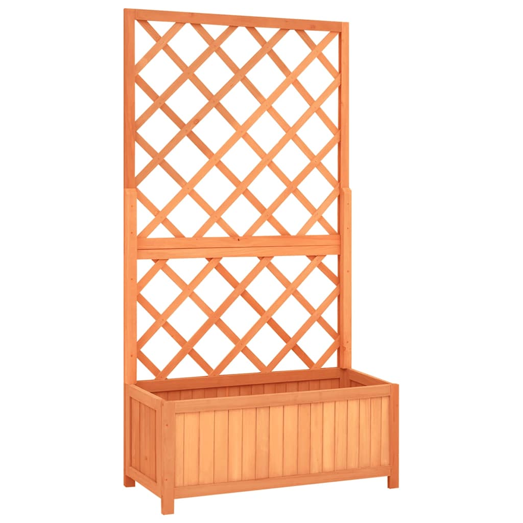 Fioriera con Traliccio Marrone 70x30x135 cm in Massello di Abete