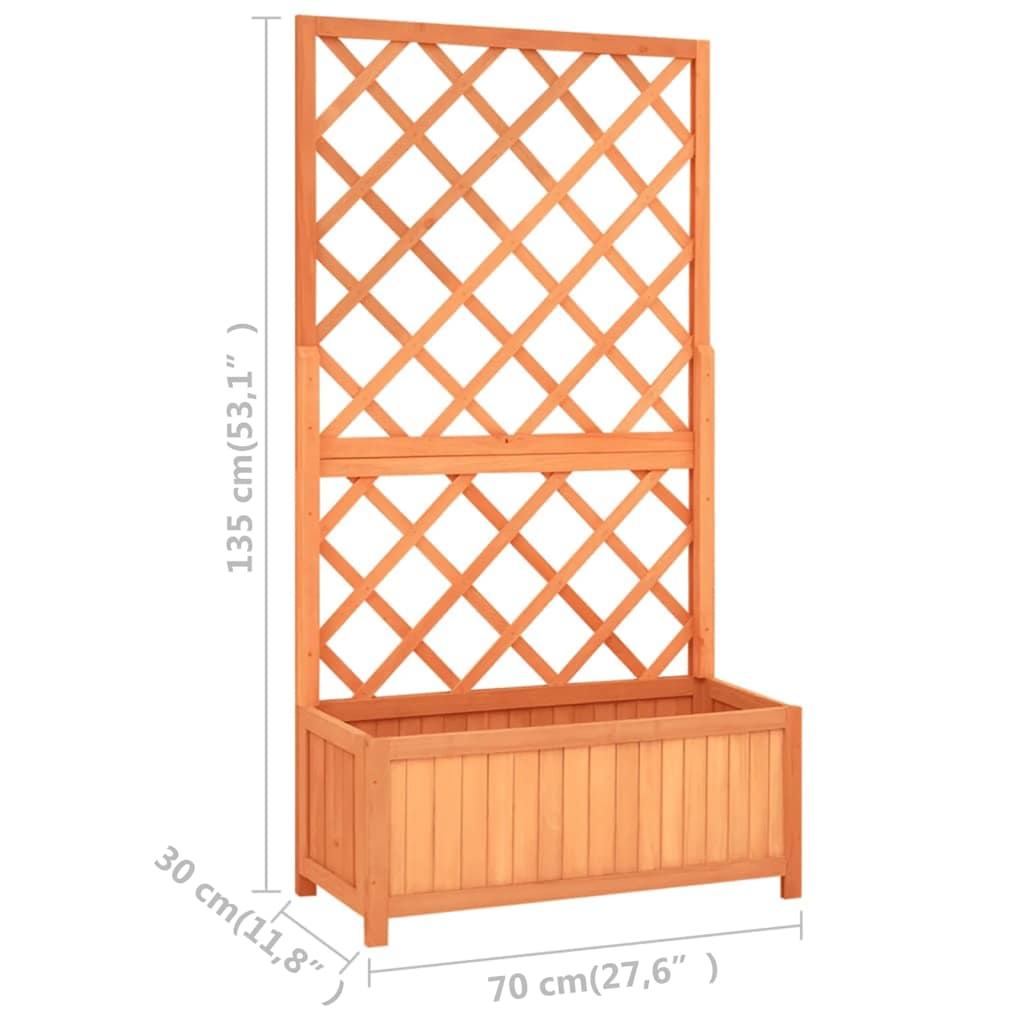 Fioriera con Traliccio Marrone 70x30x135 cm in Massello di Abete