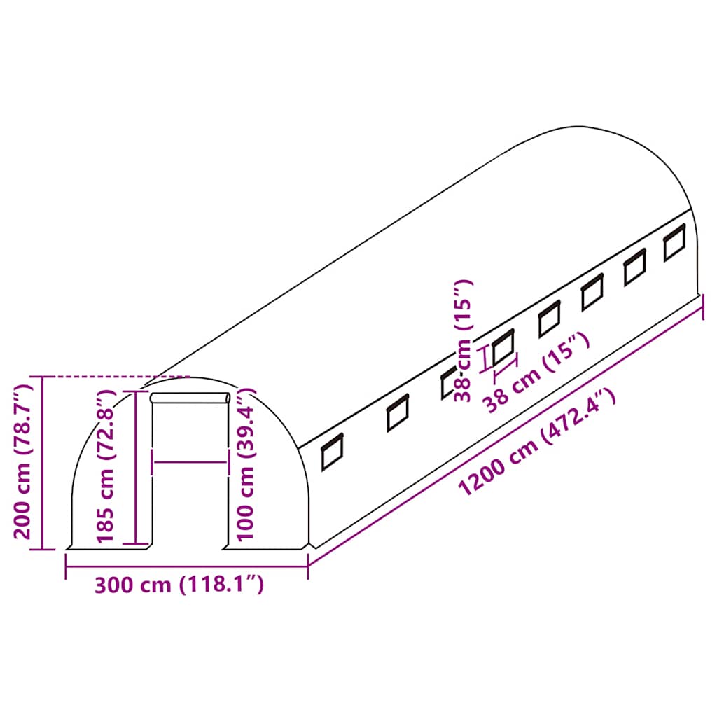Telo di Ricambio per Serra (36 m²) 3x12x2 m Trasparente