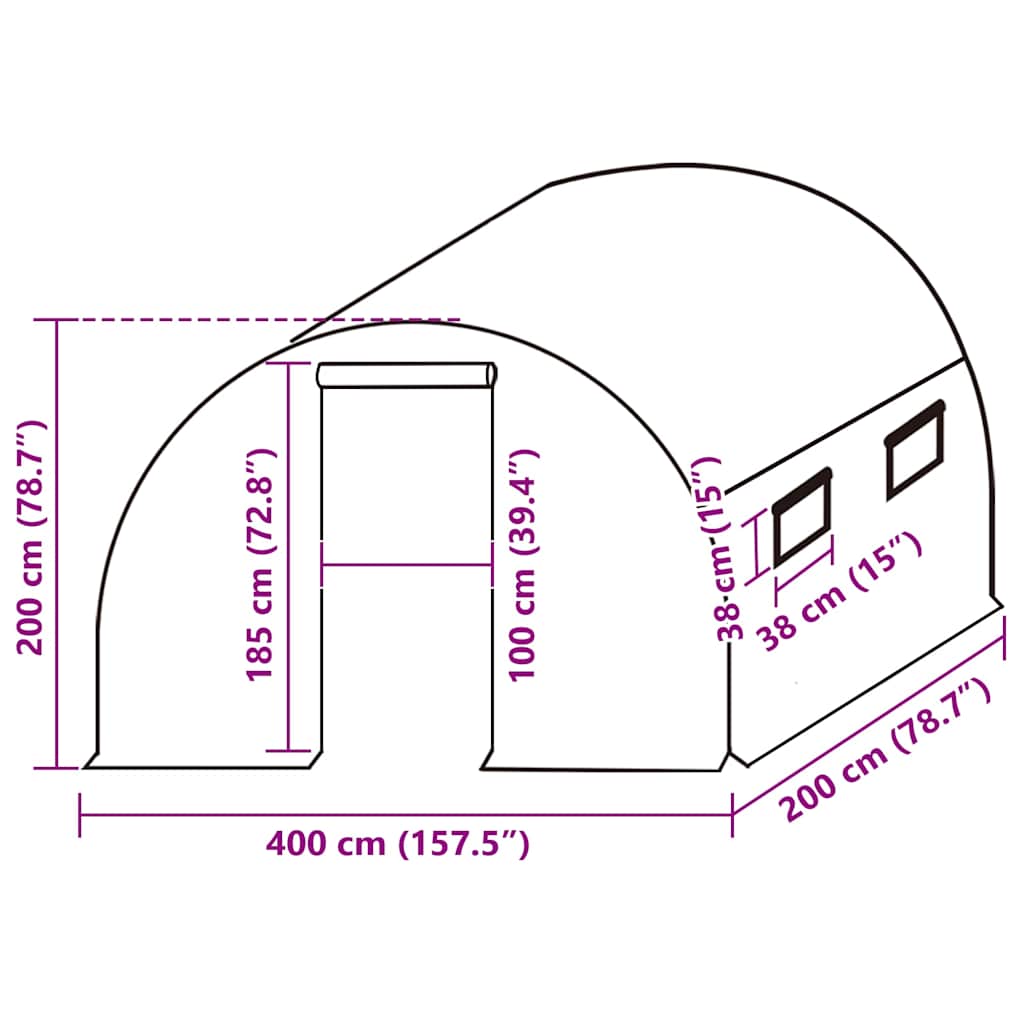 Telo di Ricambio per Serra (8 m²) 400x200x200 cm Verde