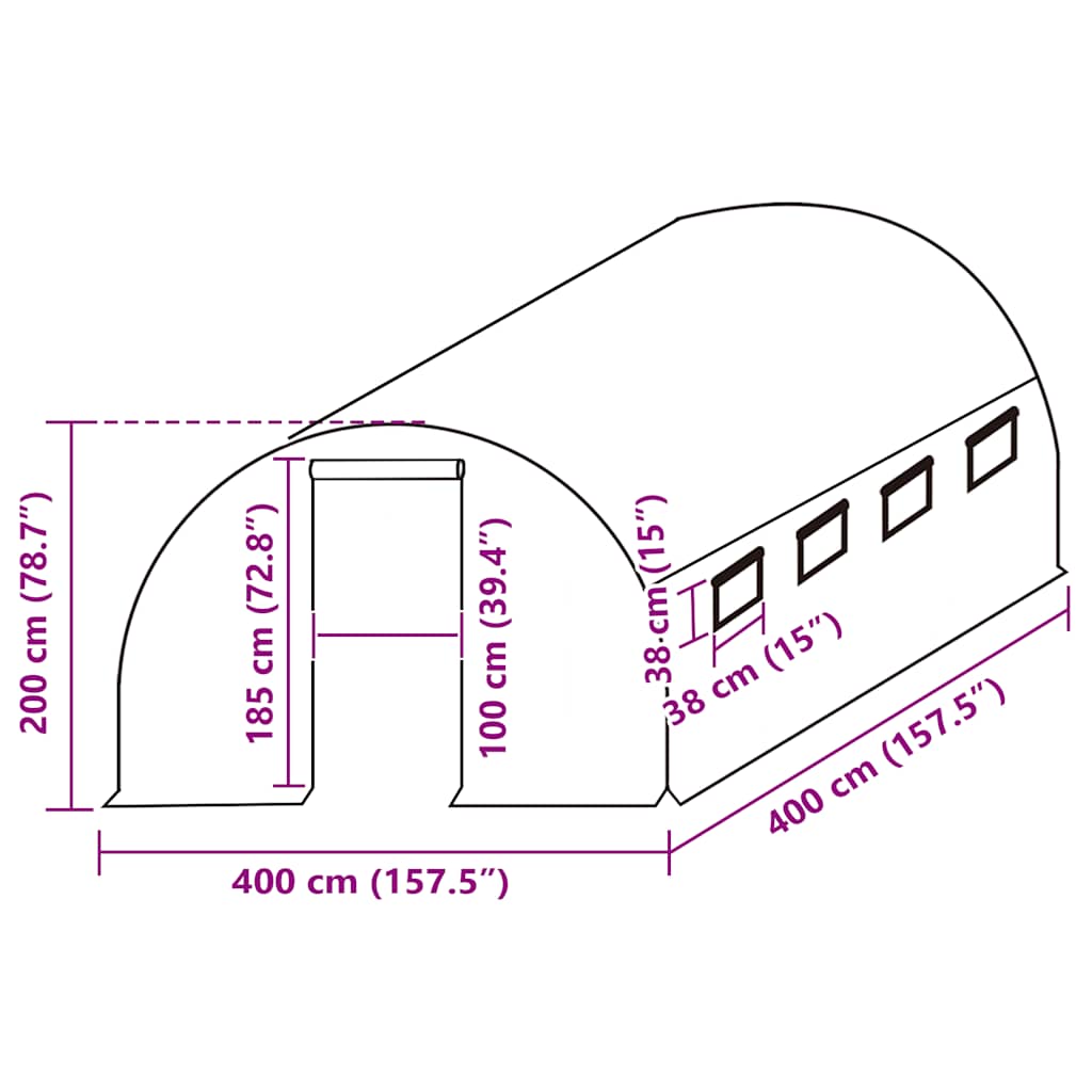 Telo di Ricambio per Serra (16 m²) 400x400x200 cm Verde