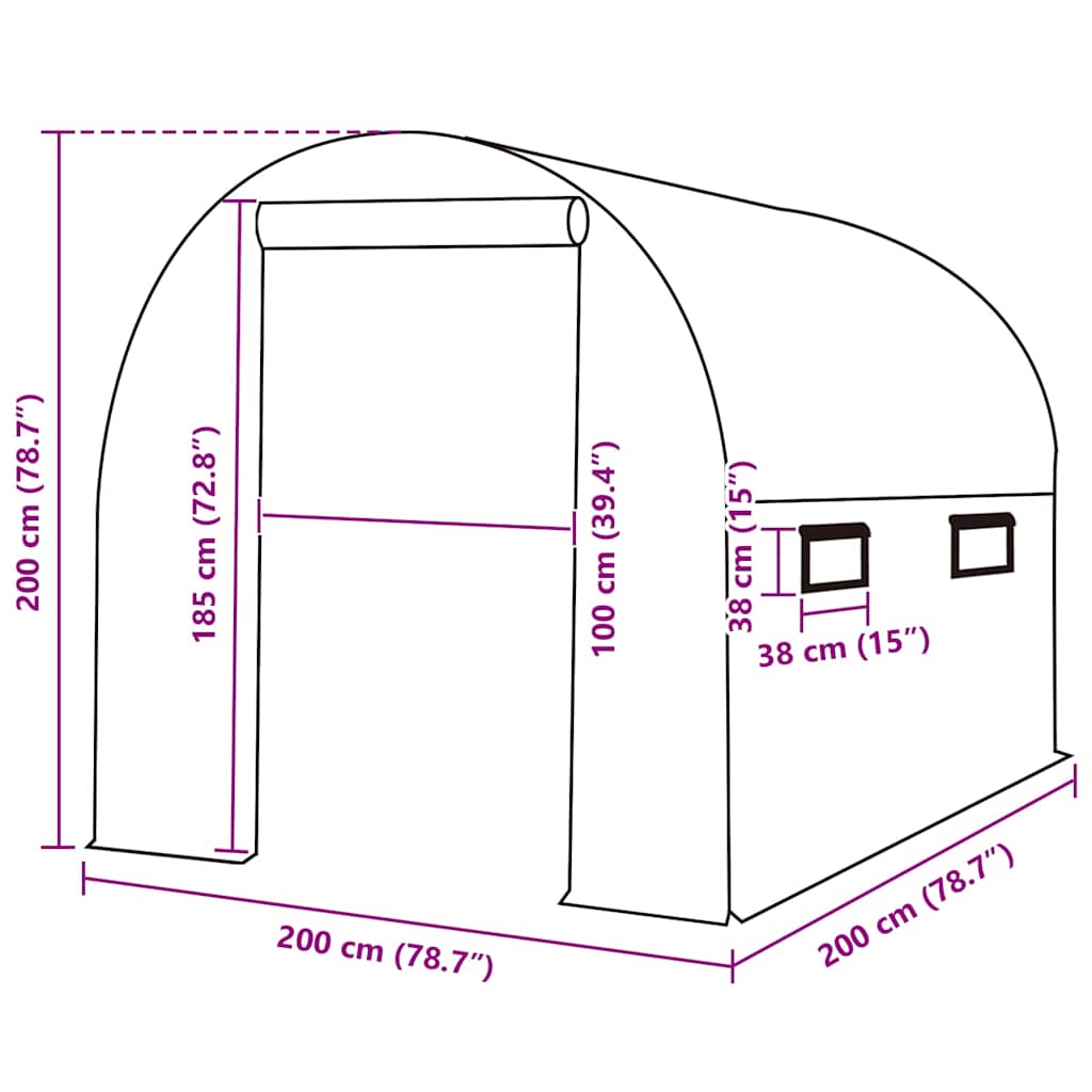 Telo di Ricambio per Serra (4 m²) 200x200x200 cm Verde