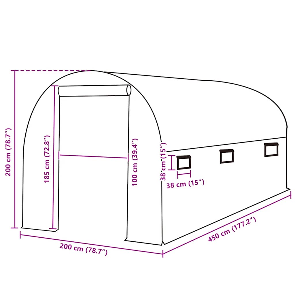 Telo di Ricambio per Serra (9 m²) 200x450x200 cm Verde