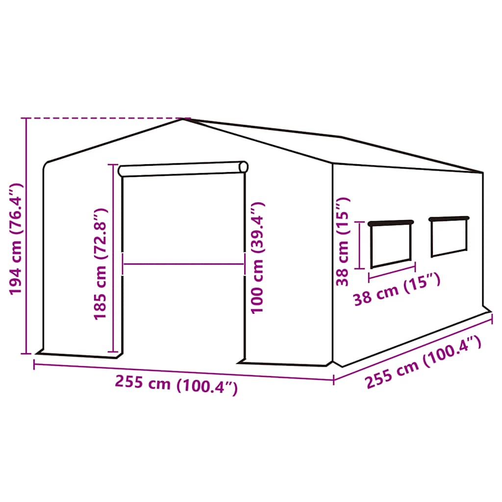 Telo di Ricambio per Serra (6,5025 m²) 255x255x194 cm Verde