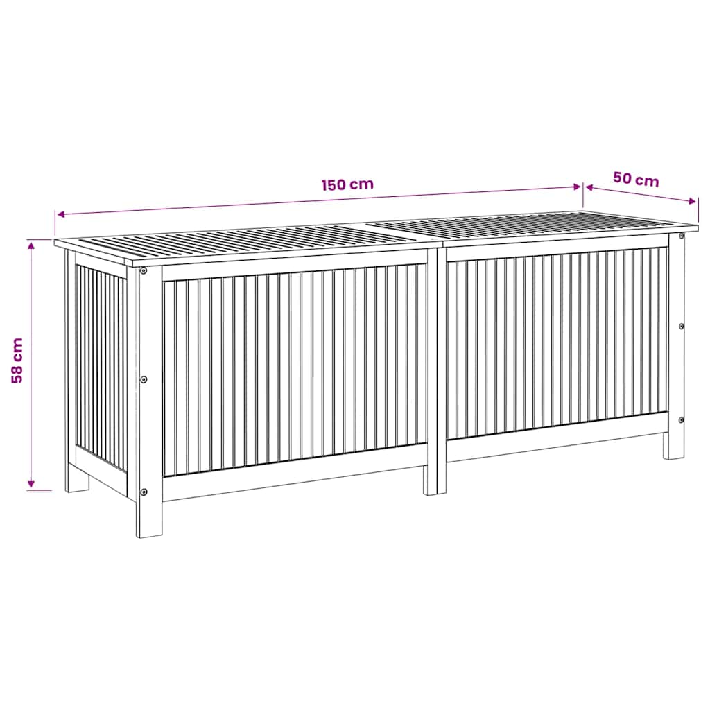 Contenitore da Giardino 150x50x58cm in Legno Massello di Acacia