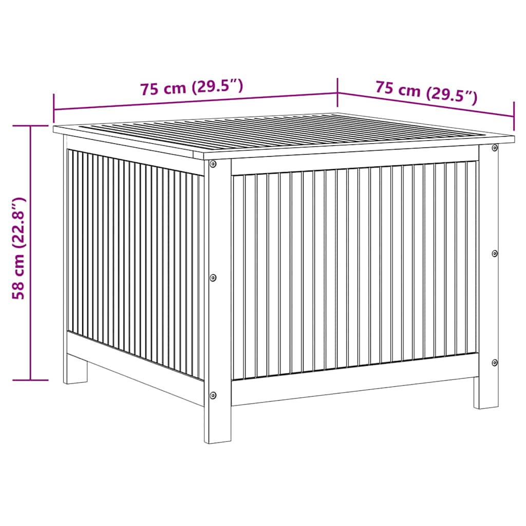 Contenitore da Giardino 75x75x58 cm in Legno Massello di Acacia