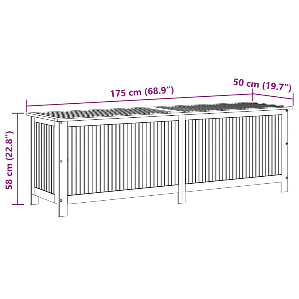 Contenitore da Giardino 175x50x58cm in Legno Massello di Acacia