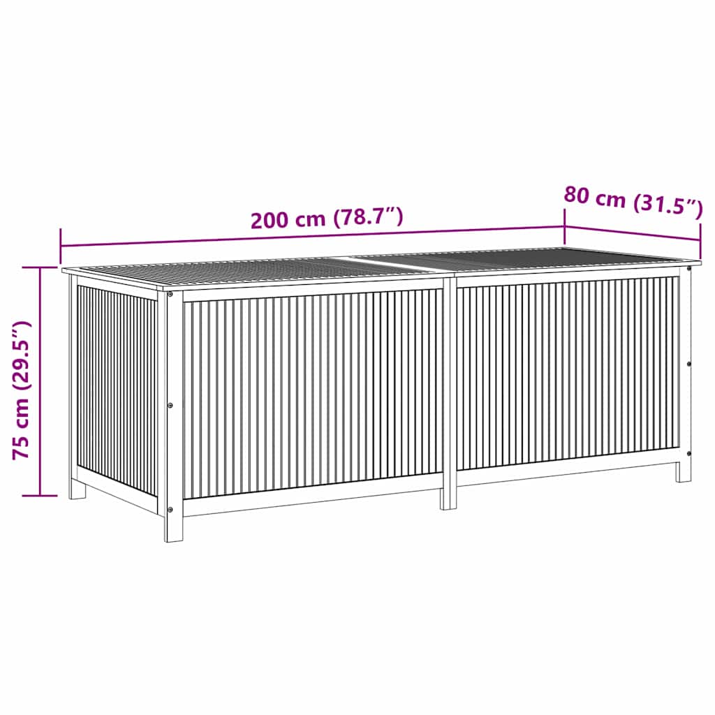 Contenitore da Giardino 200x80x75cm in Legno Massello di Acacia