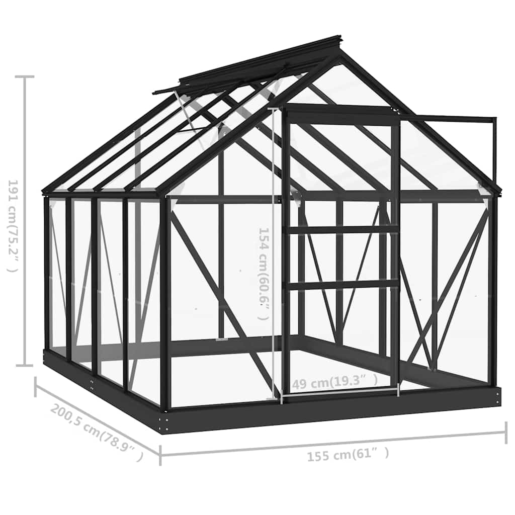 Telaio Serra con Base Antracite 155x200,5x191 cm in Alluminio