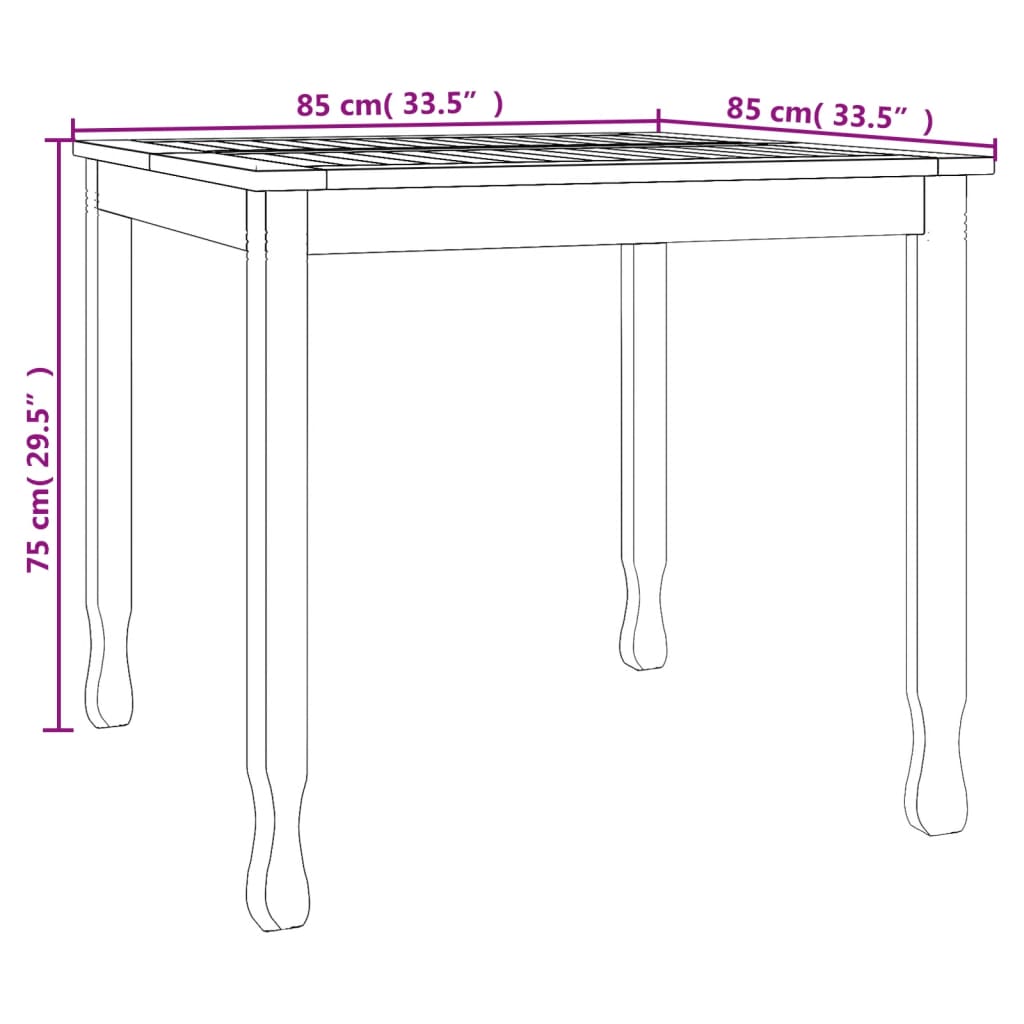 Tavolo da Pranzo da Giardino 85x85x75 cm Legno Massello di Teak