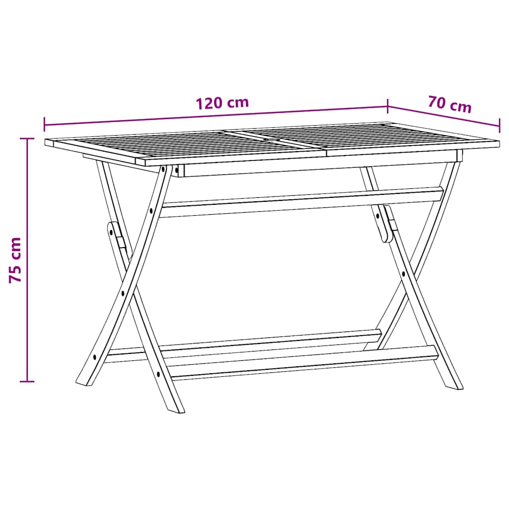 Tavolo Giardino Pieghevole 120x70x75cm Legno Massello Eucalipto