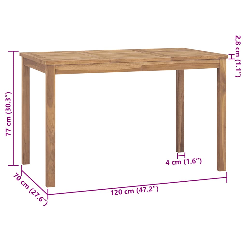 Tavolo da Pranzo per Giardino 120x70x77 cm in Massello di Teak