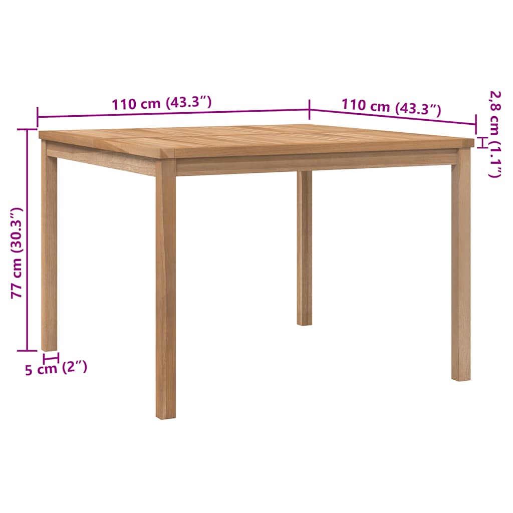 Tavolo da Pranzo per Giardino 110x110x77 cm in Massello di Teak