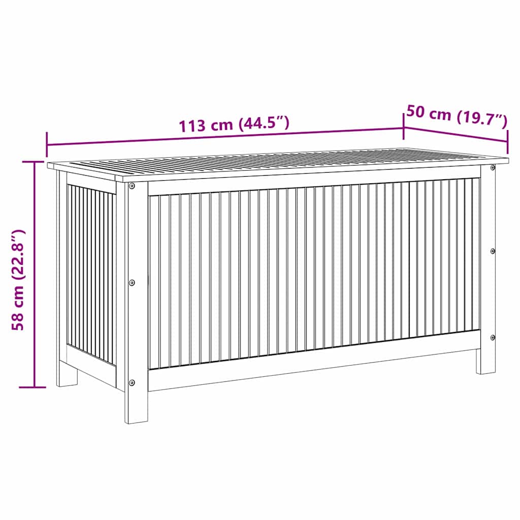 Contenitore da Giardino 113x50x58cm in Legno Massello di Acacia
