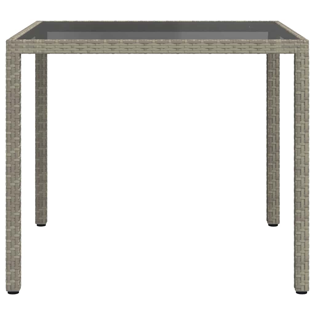 Tavolo Giardino 90x90x75 cm Vetro Temperato e Polyrattan Grigio