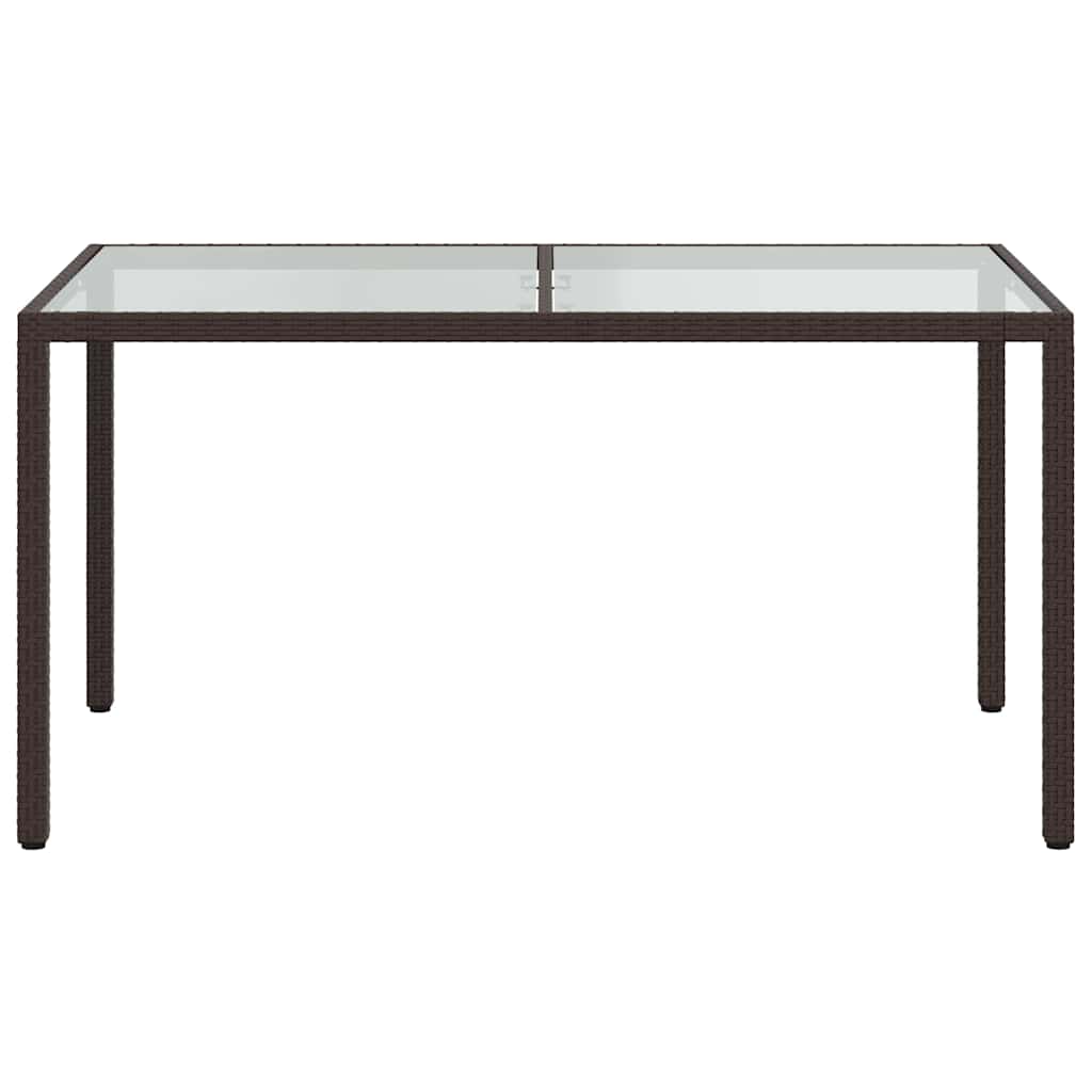 Tavolo Giardino 150x90x75cm Vetro Temperato Polyrattan Marrone