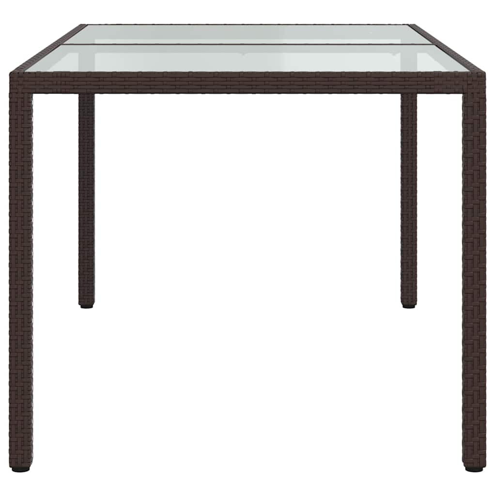 Tavolo Giardino 150x90x75cm Vetro Temperato Polyrattan Marrone