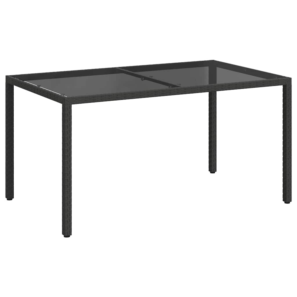Tavolo Giardino 150x90x75 cm Vetro Temperato e Polyrattan Nero