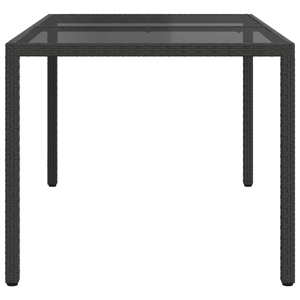 Tavolo Giardino 150x90x75 cm Vetro Temperato e Polyrattan Nero
