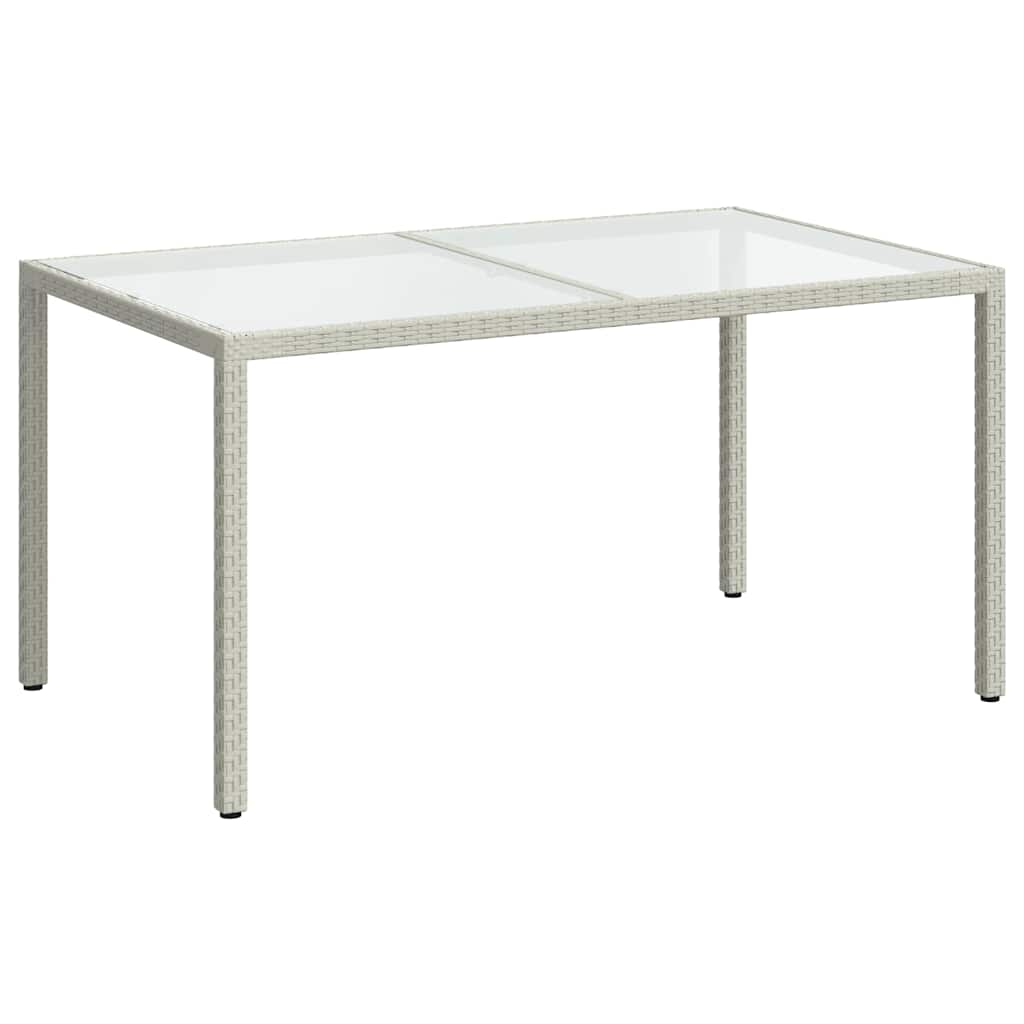 Tavolo Giardino 150x90x75cm Vetro Temperato Polyrattan Bianco
