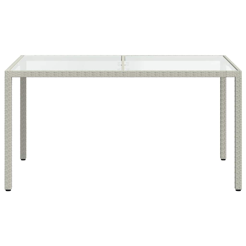 Tavolo Giardino 150x90x75cm Vetro Temperato Polyrattan Bianco