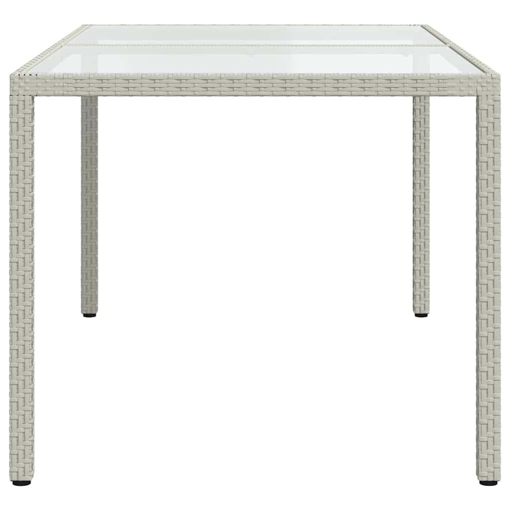 Tavolo Giardino 150x90x75cm Vetro Temperato Polyrattan Bianco