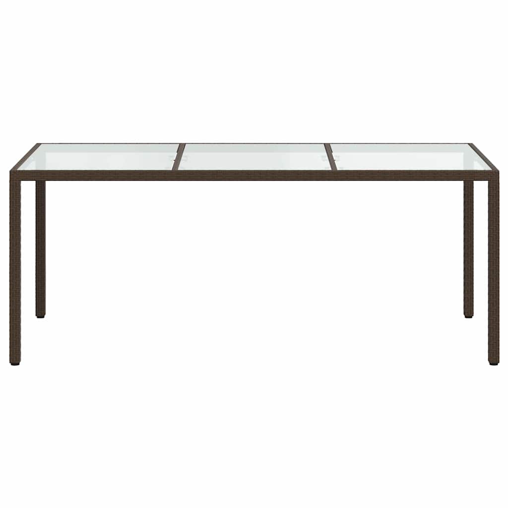 Tavolo Giardino Marrone 190x90x75cm Vetro Temperato Polyrattan