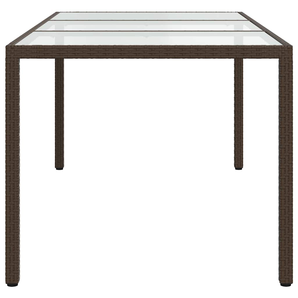 Tavolo Giardino Marrone 190x90x75cm Vetro Temperato Polyrattan