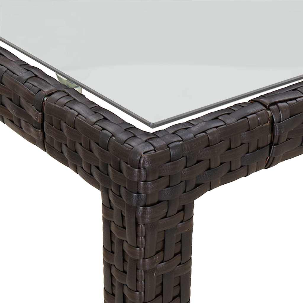Tavolo Giardino Marrone 190x90x75cm Vetro Temperato Polyrattan
