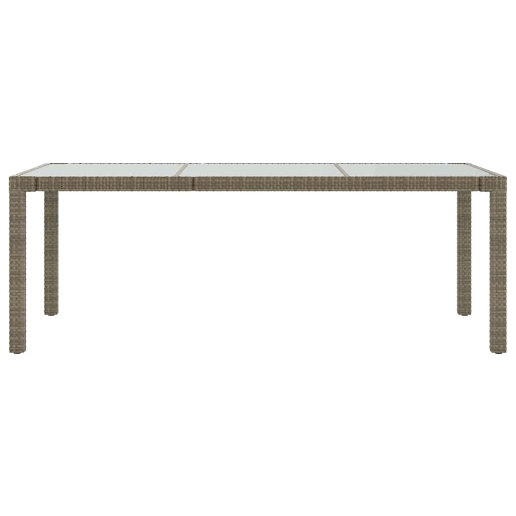 Tavolo Giardino Grigio 190x90x75 cm Vetro Temperato Polyrattan