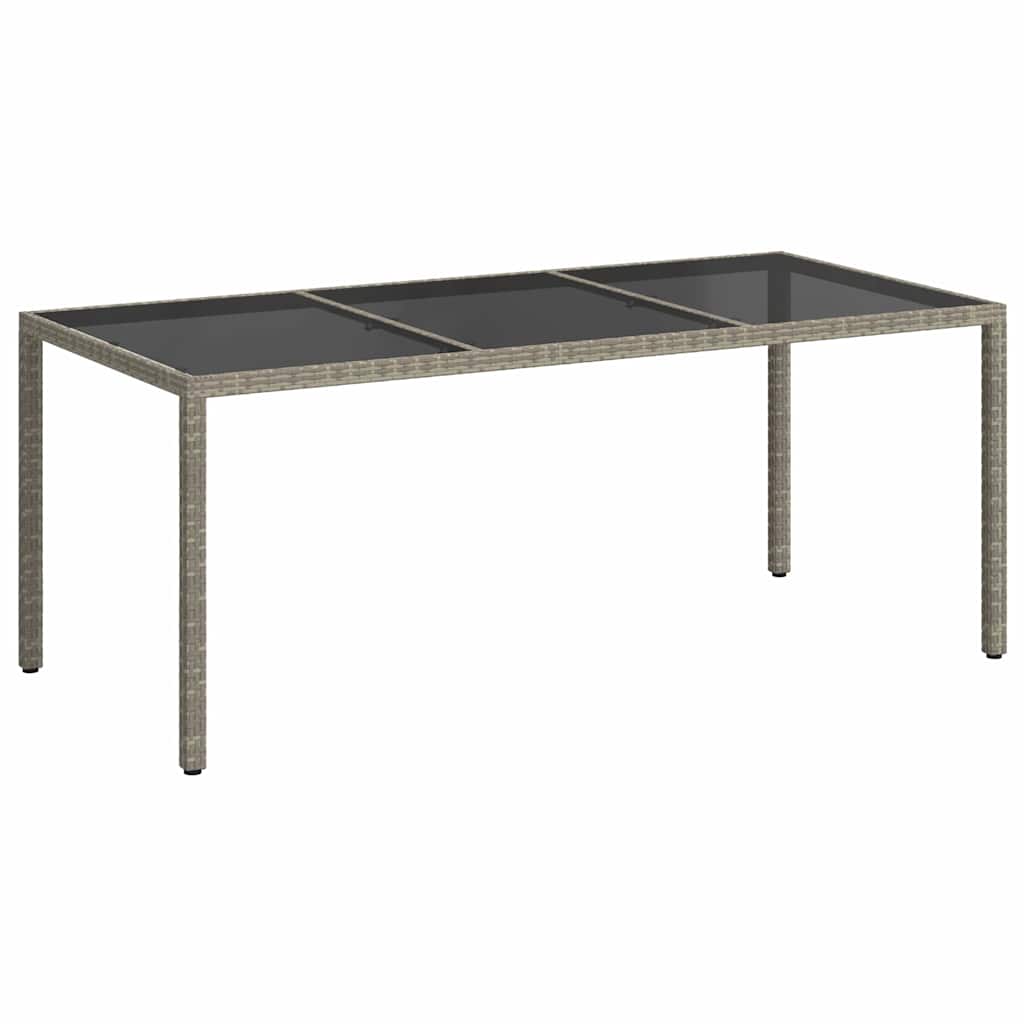 Tavolo Giardino Grigio 190x90x75 cm Vetro Temperato Polyrattan